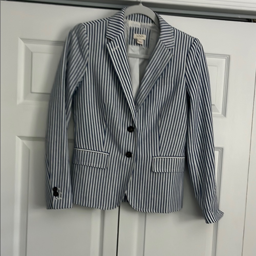 Striped Blazer with Black Buttons